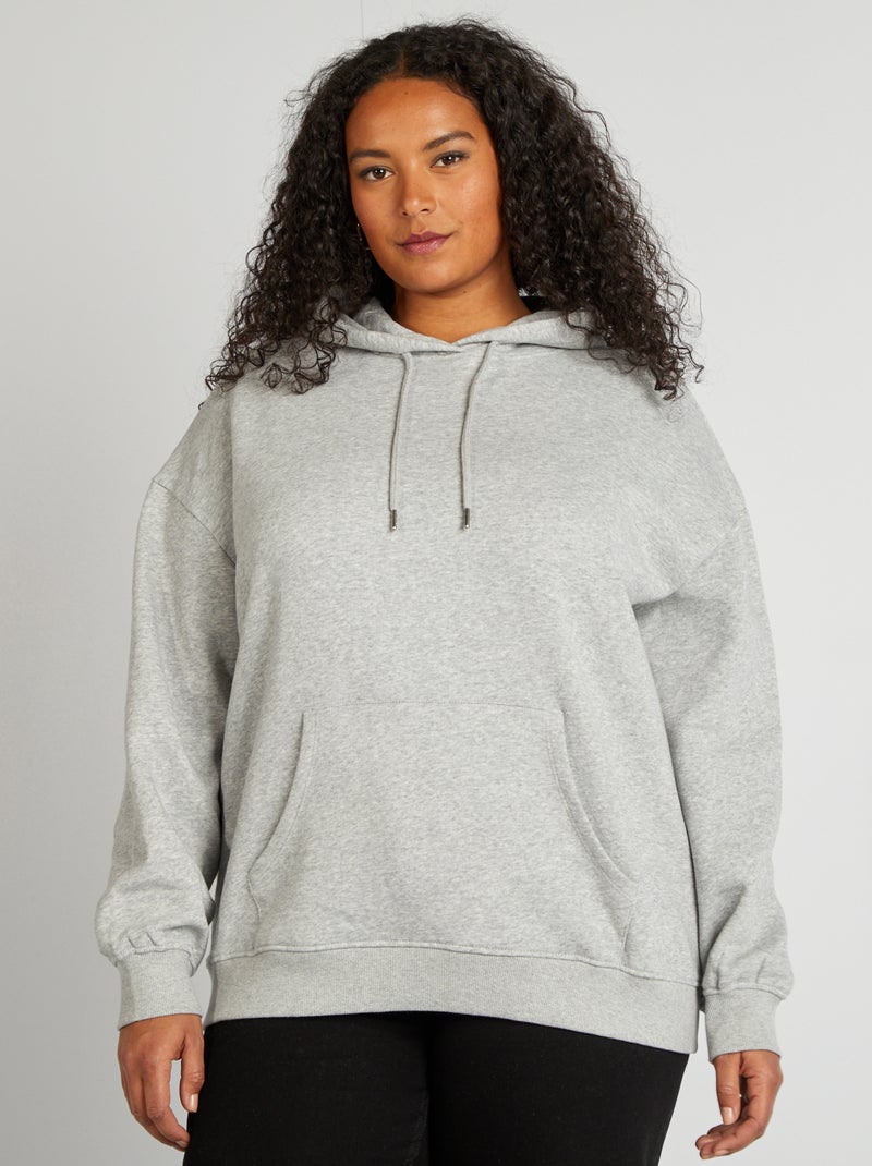 Sweatshirt com capuz lisa CINZA - Kiabi