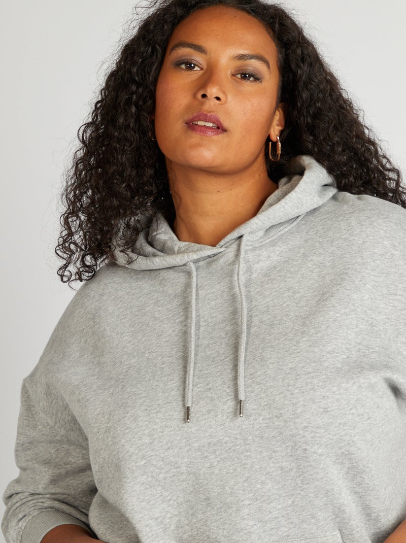 Sweatshirt com capuz lisa CINZA - Kiabi