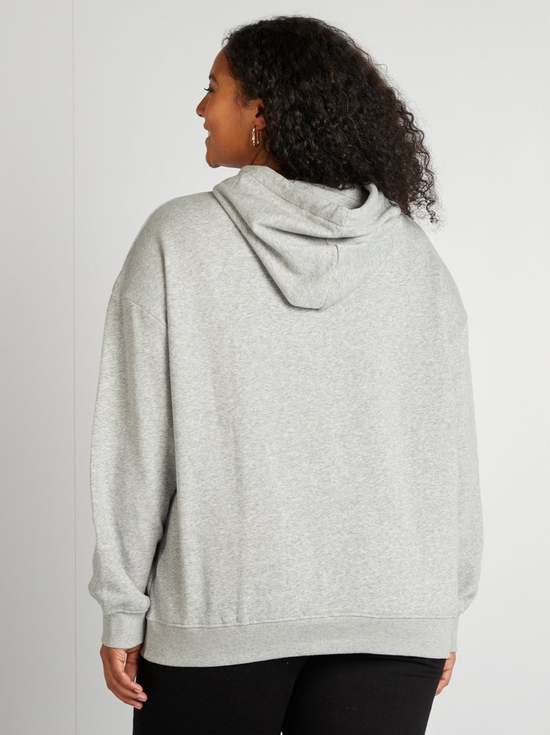 Sweatshirt com capuz lisa CINZA - Kiabi