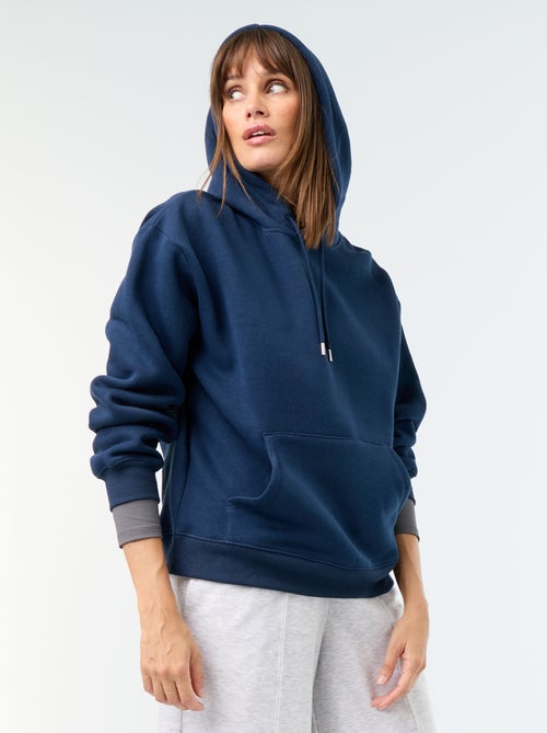 Sweatshirt com capuz lisa e bolso canguru - Kiabi