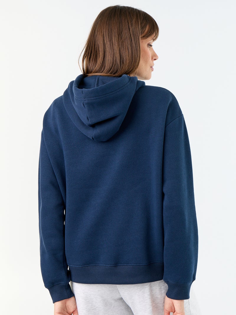 Sweatshirt com capuz lisa e bolso canguru Azul - Kiabi