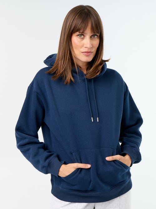 Sweatshirt com capuz lisa e bolso canguru - Kiabi