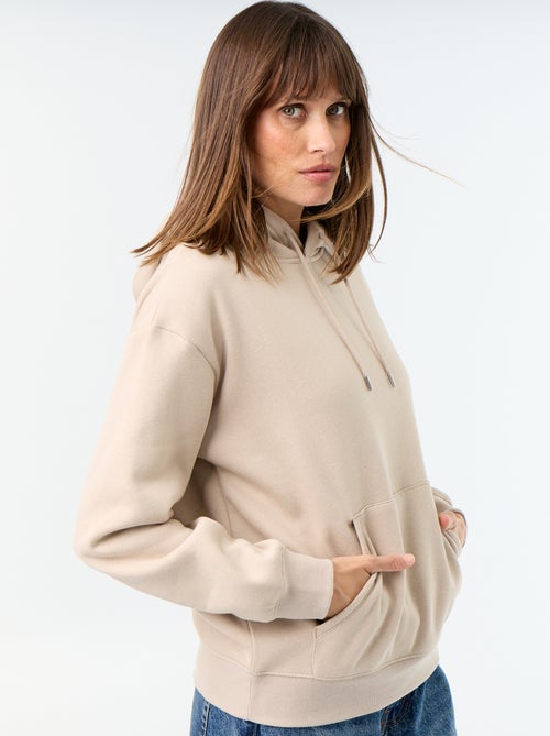 Sweatshirt com capuz lisa e bolso canguru - Kiabi