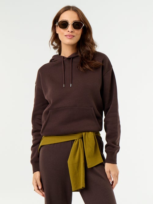 Sweatshirt com capuz lisa e bolso canguru - Kiabi