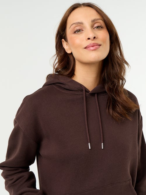 Sweatshirt com capuz lisa e bolso canguru - Kiabi