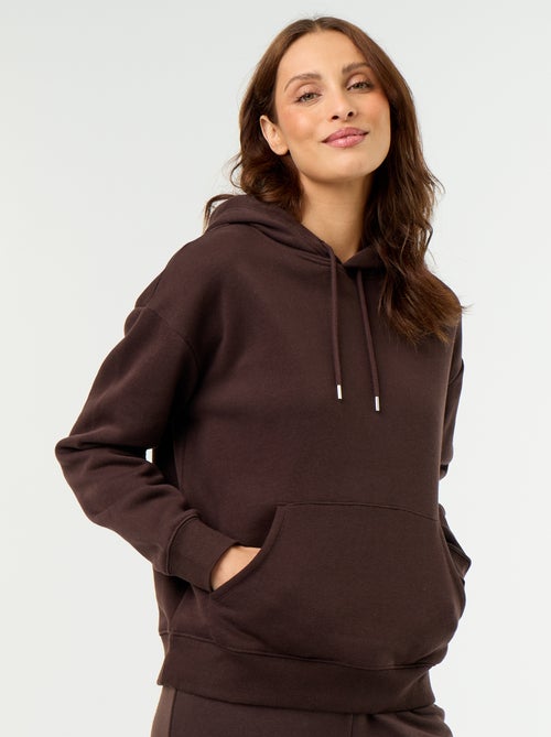 Sweatshirt com capuz lisa e bolso canguru - Kiabi