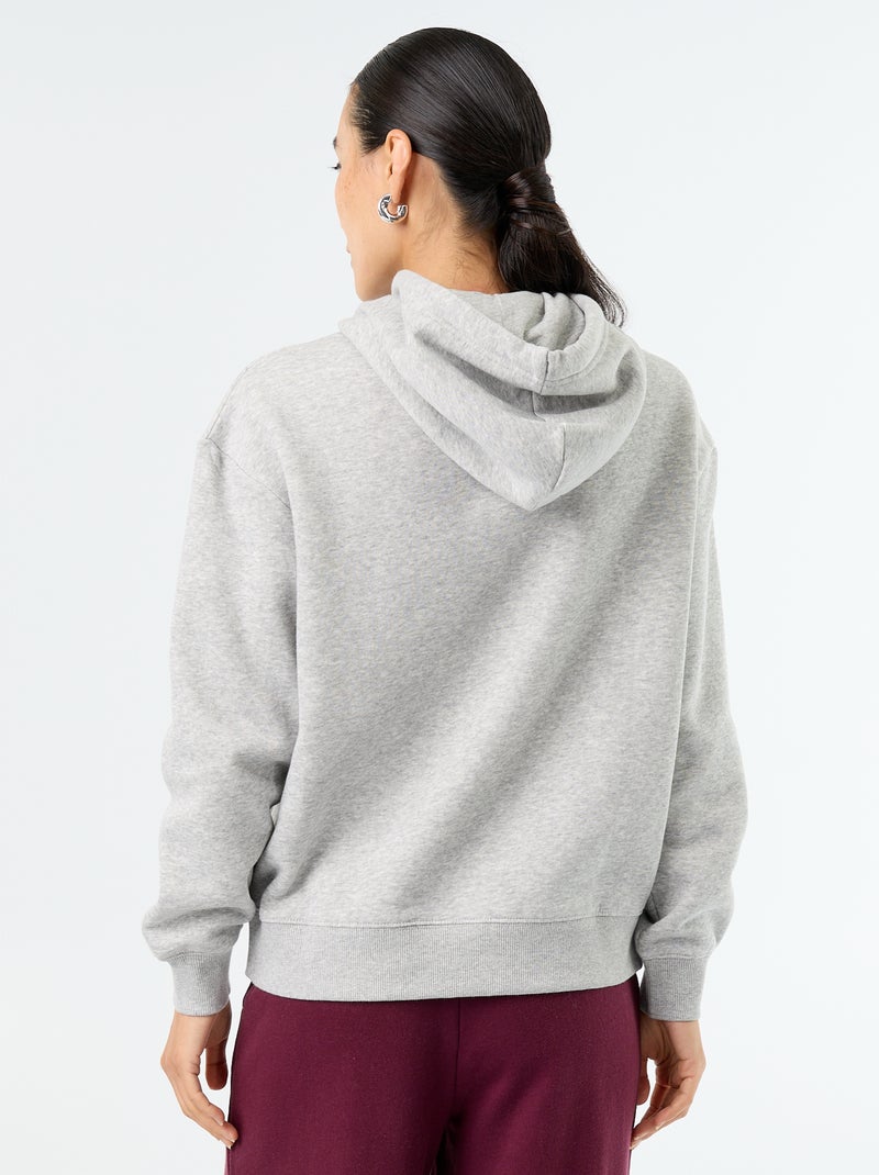 Sweatshirt com capuz lisa e bolso canguru Cinza - Kiabi
