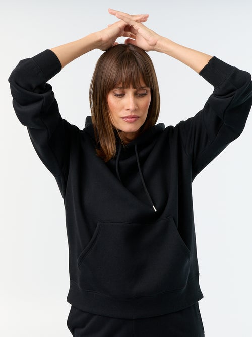 Sweatshirt com capuz lisa e bolso canguru - Kiabi