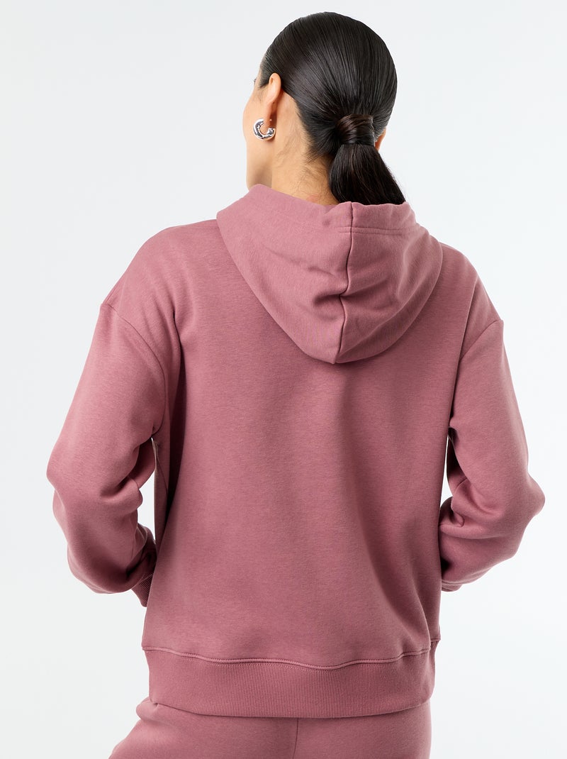 Sweatshirt com capuz lisa e bolso canguru Rosa - Kiabi