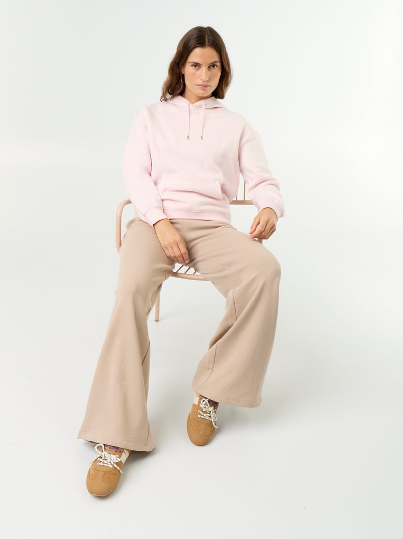 Sweatshirt com capuz lisa e bolso canguru Rosa - Kiabi