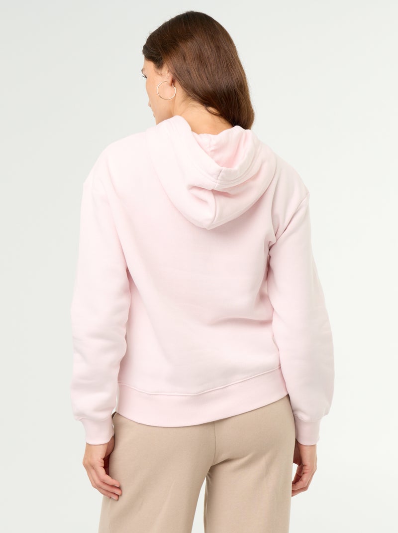 Sweatshirt com capuz lisa e bolso canguru Rosa - Kiabi