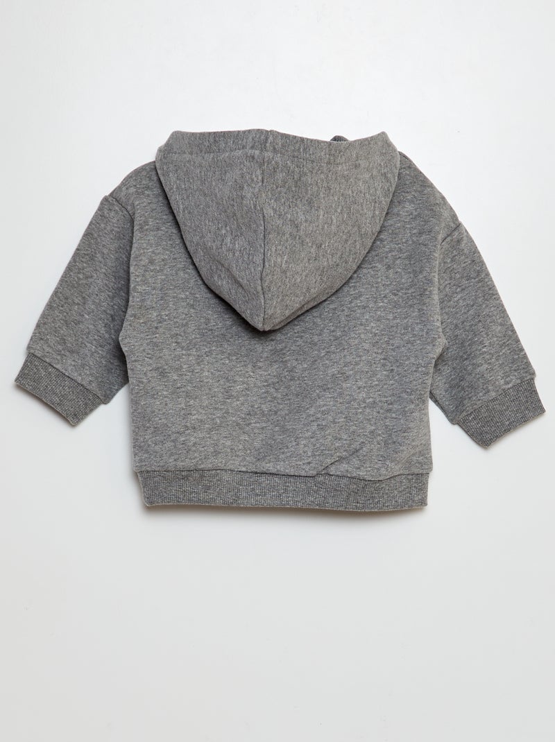 Sweatshirt com capuz lisa em moletão CINZA - Kiabi