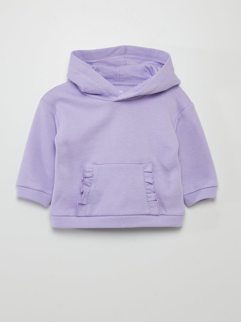 Sweatshirt com capuz lisa em moletão VIOLETA - Kiabi