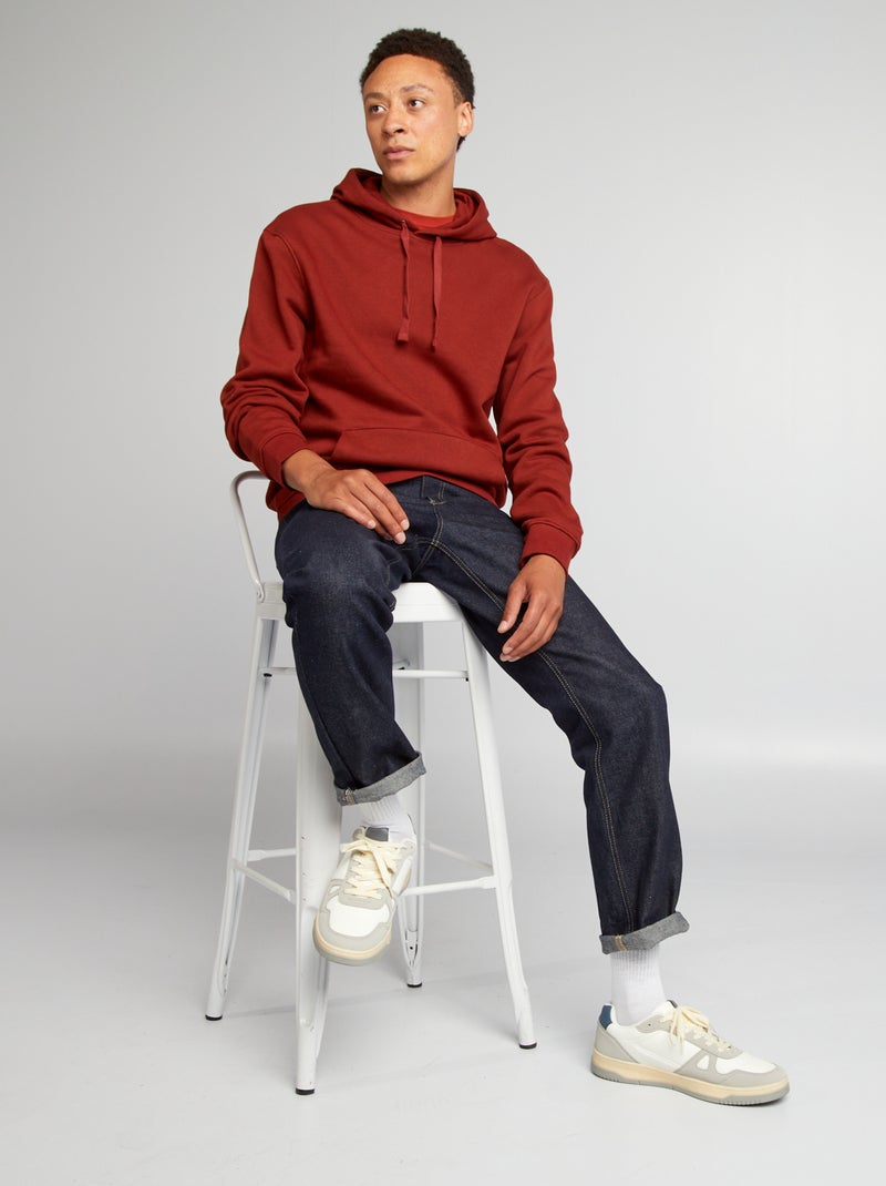 Sweatshirt com capuz lisa LARANJA - Kiabi