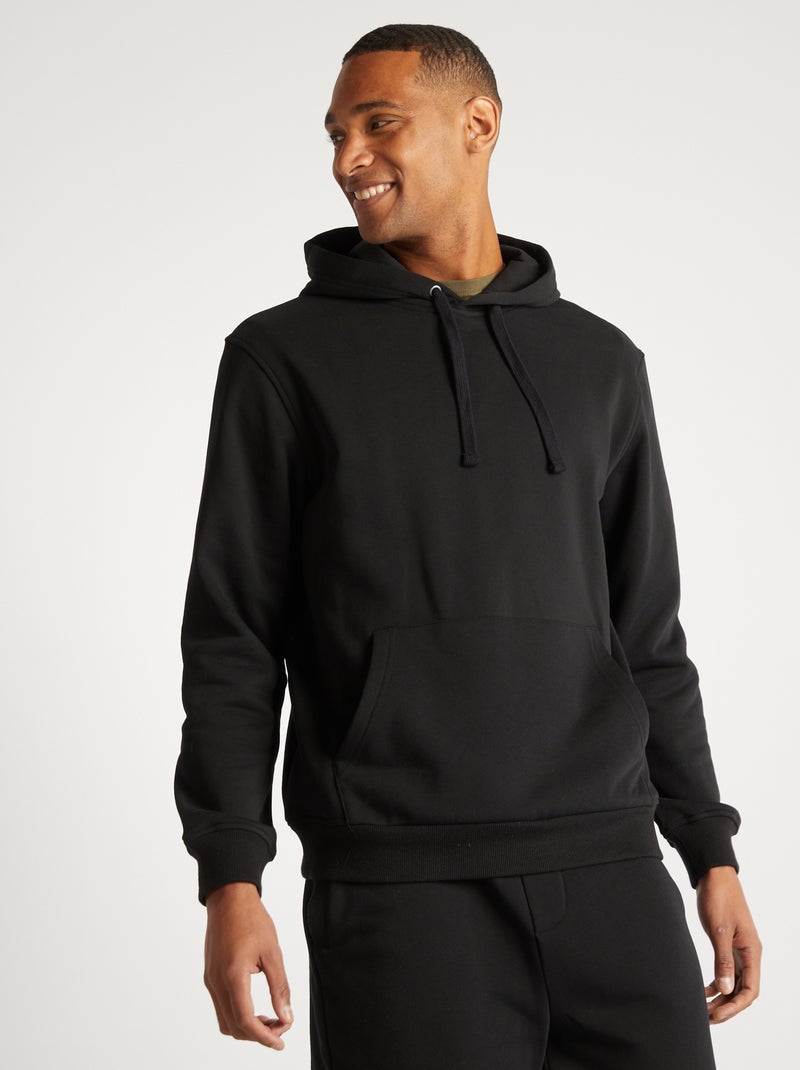 Sweatshirt com capuz lisa Preto - Kiabi