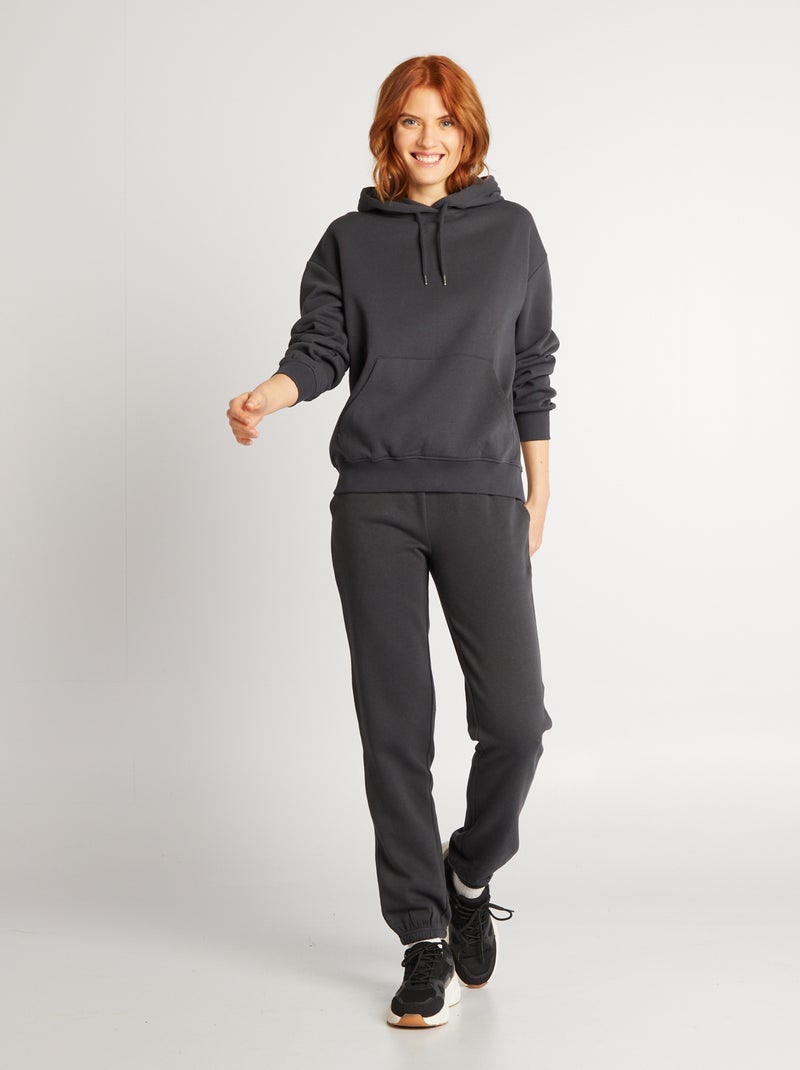 Sweatshirt com capuz lisa PRETO - Kiabi