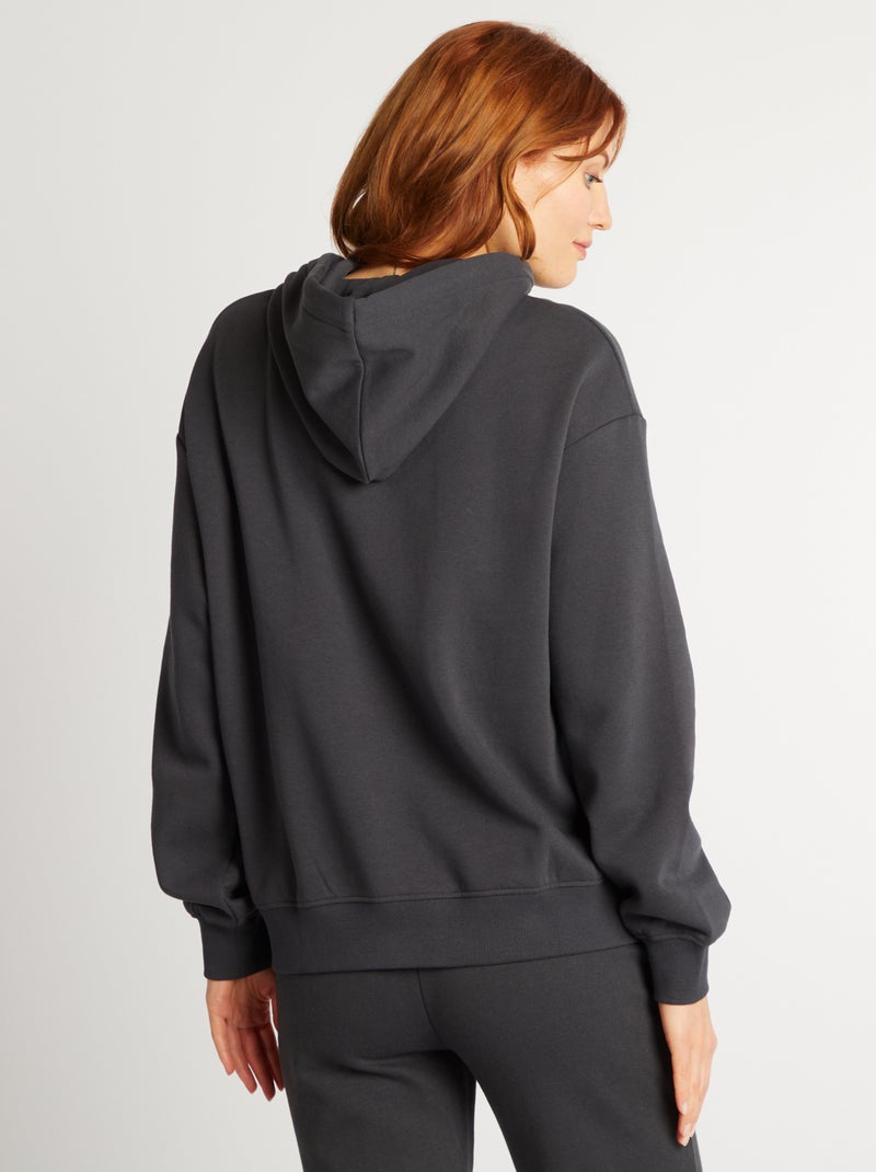 Sweatshirt com capuz lisa PRETO - Kiabi