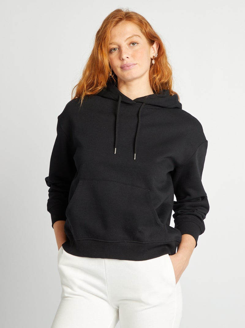 Sweatshirt com capuz lisa Preto - Kiabi