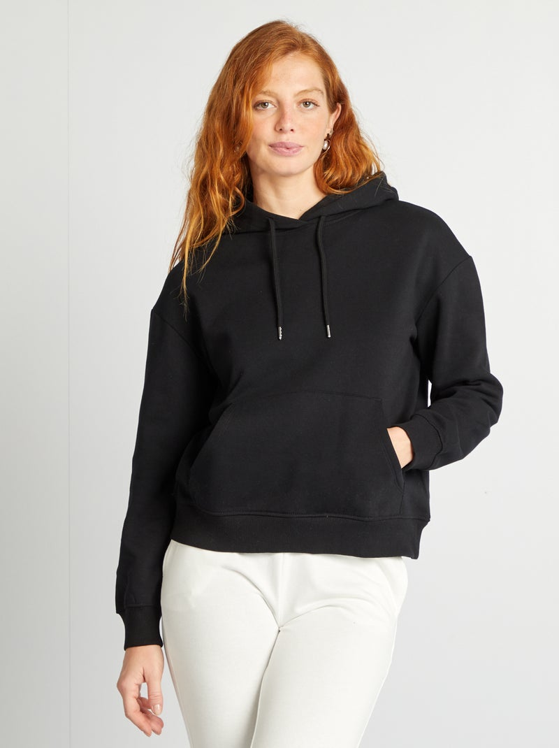 Sweatshirt com capuz lisa Preto - Kiabi