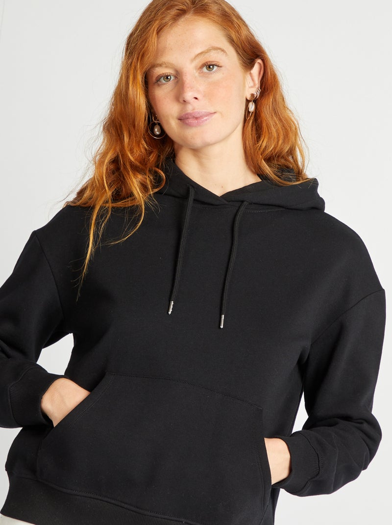 Sweatshirt com capuz lisa Preto - Kiabi