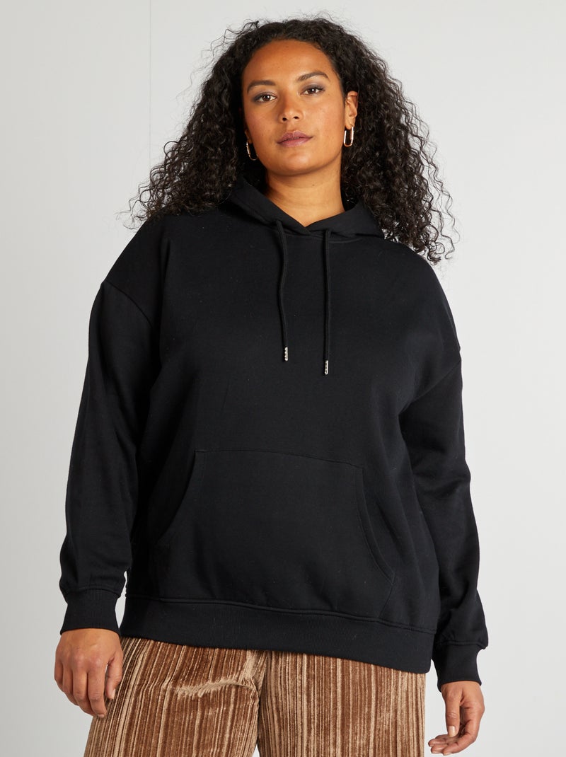 Sweatshirt com capuz lisa Preto - Kiabi