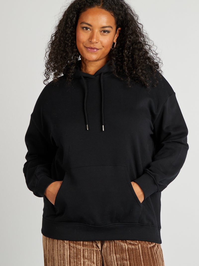Sweatshirt com capuz lisa Preto - Kiabi