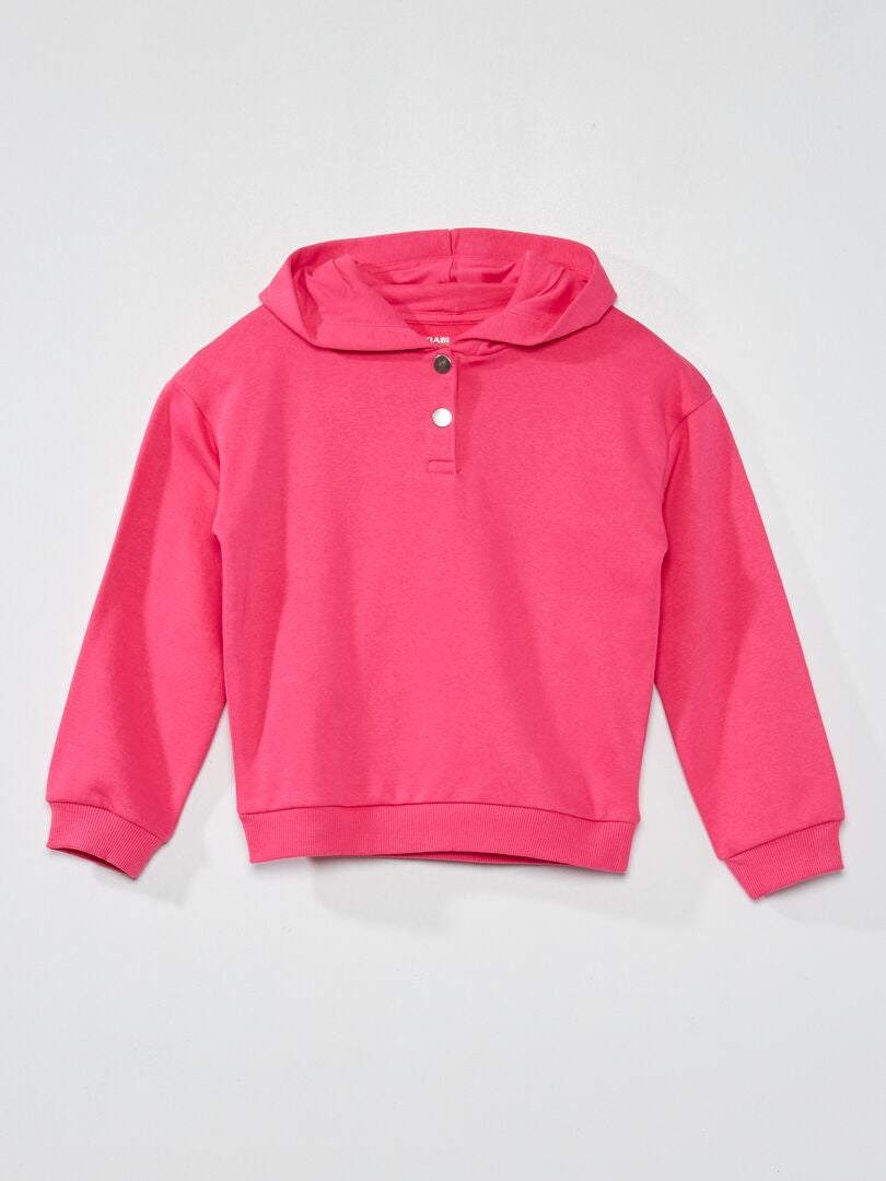 Sweatshirt com capuz lisa Rosa Quente - Kiabi
