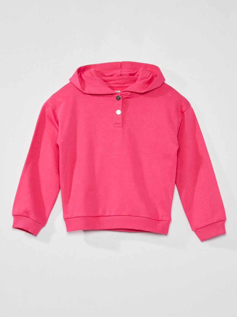 Sweatshirt com capuz lisa Rosa Quente - Kiabi