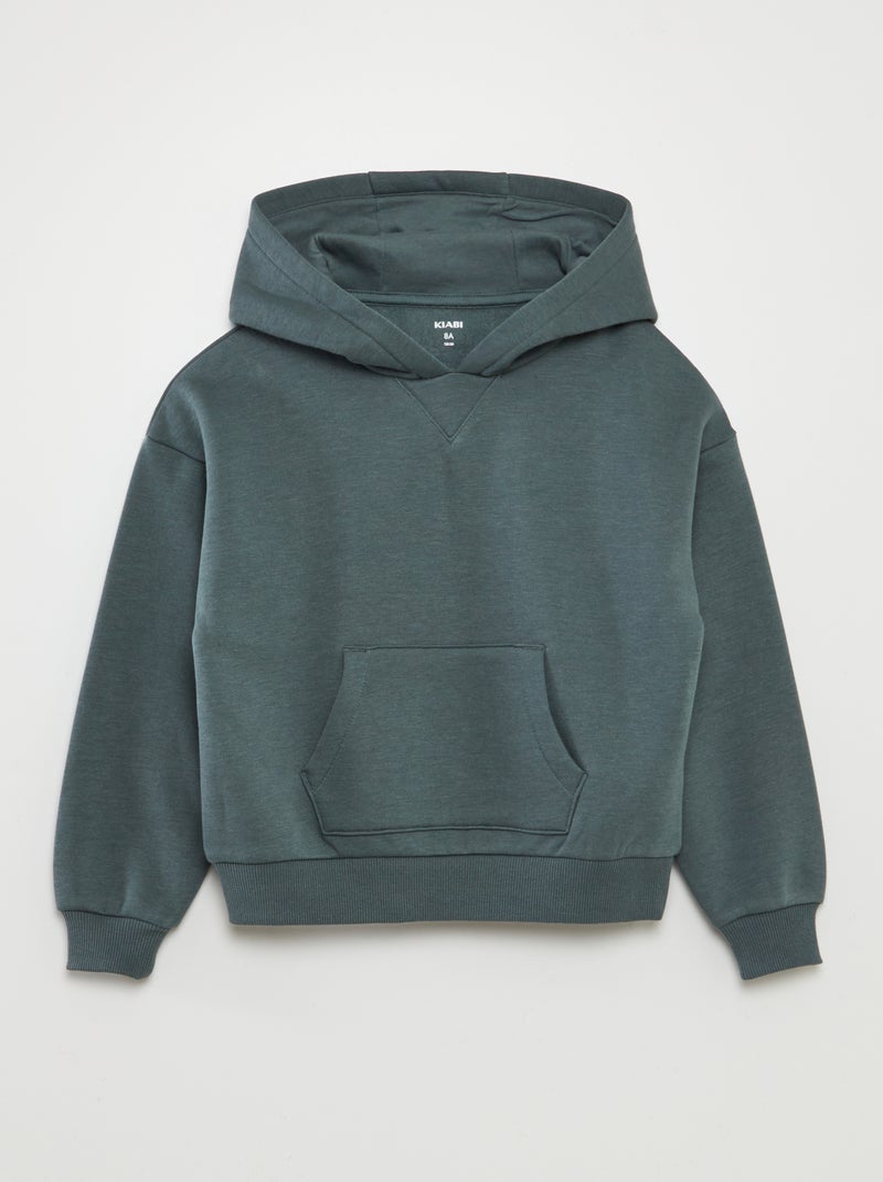 Sweatshirt com capuz lisa VERDE - Kiabi