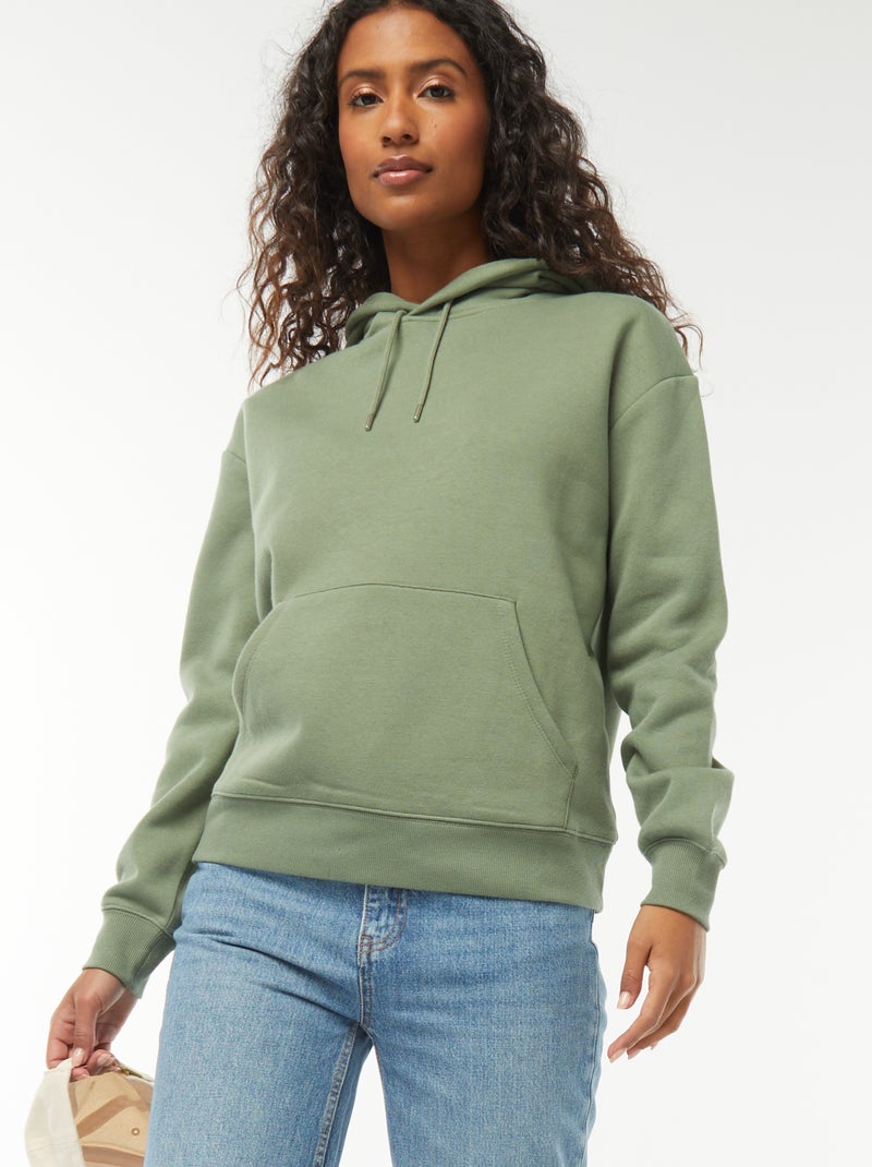 Sweatshirt com capuz lisa Verde - Kiabi