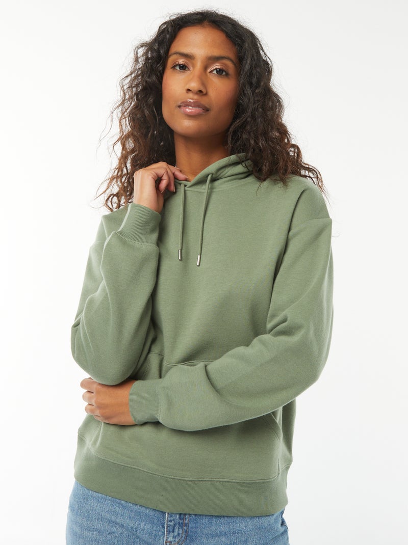 Sweatshirt com capuz lisa Verde - Kiabi