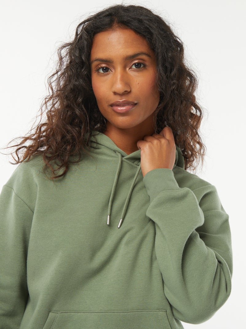Sweatshirt com capuz lisa Verde - Kiabi