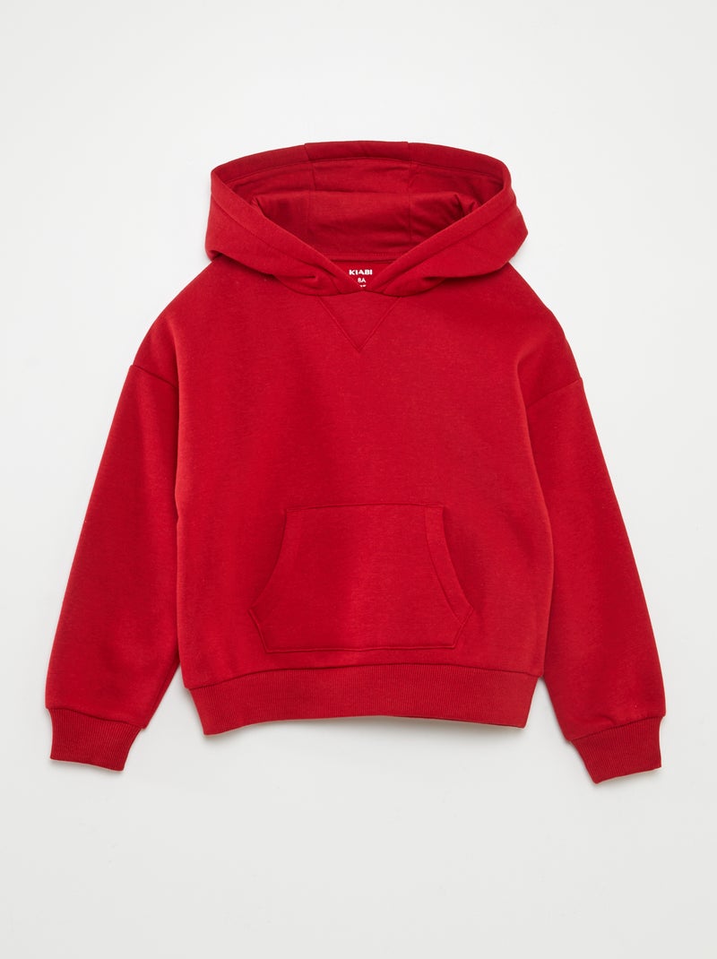 Sweatshirt com capuz lisa VERMELHO - Kiabi