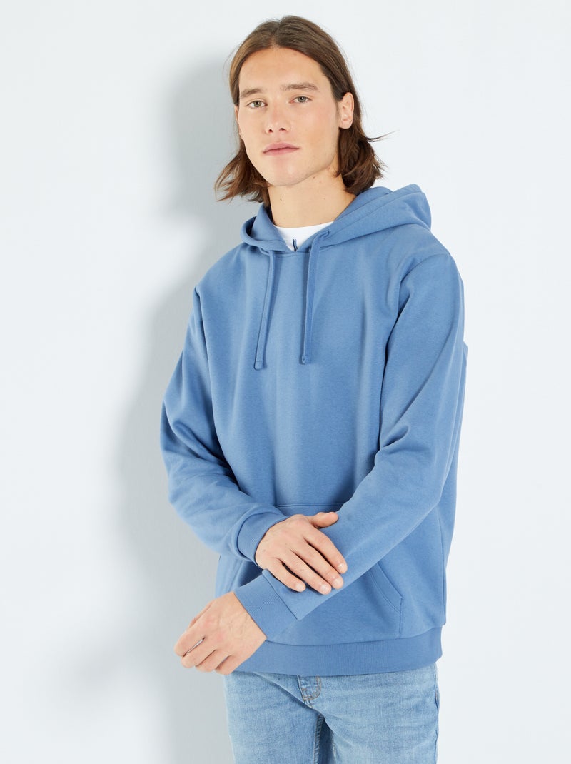 Sweatshirt com capuz liso AZUL - Kiabi