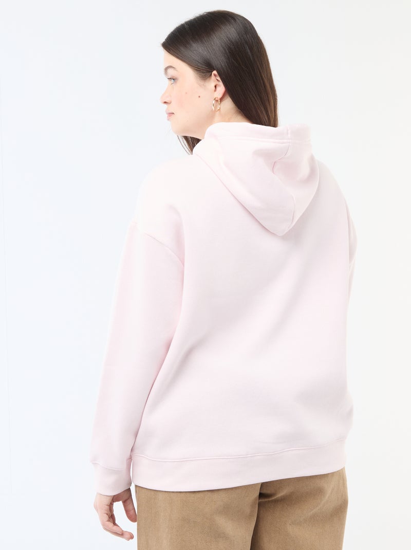 Sweatshirt com capuz liso com bolso canguru Rosa - Kiabi