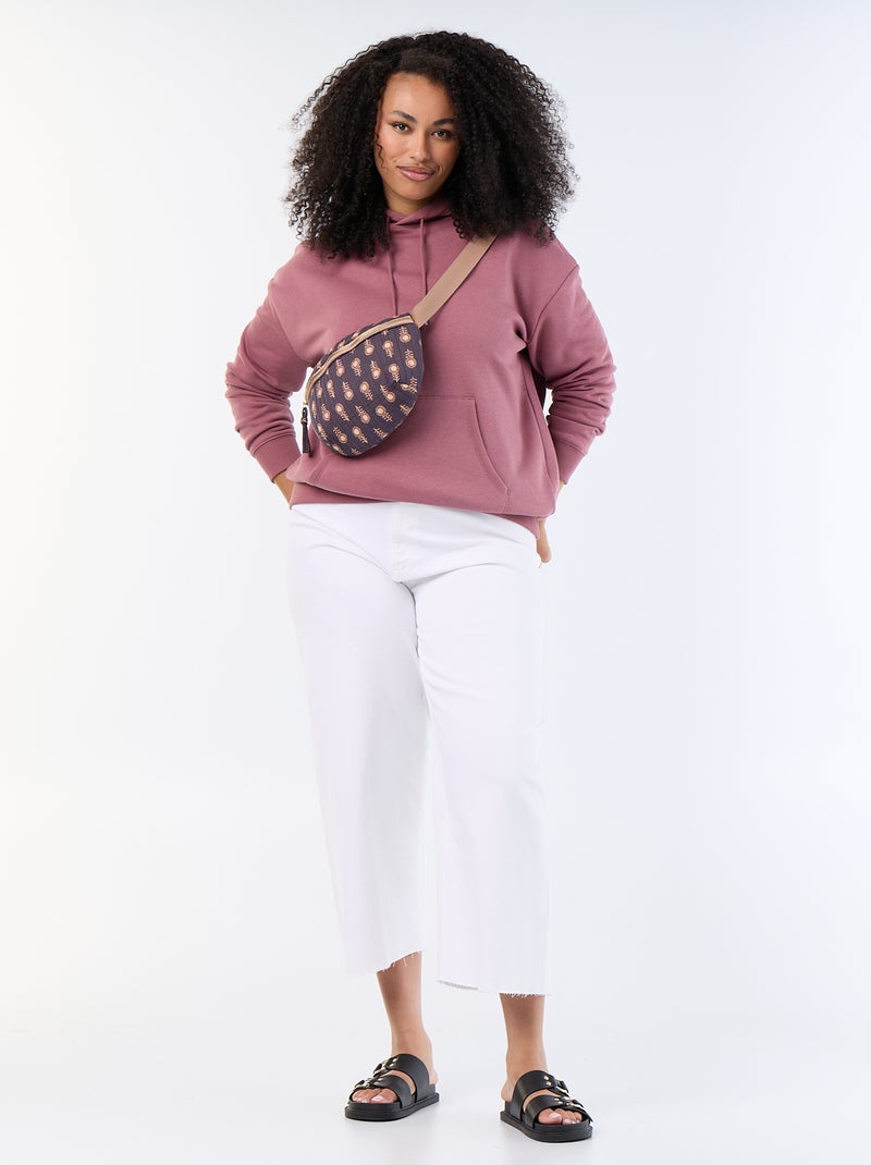 Sweatshirt com capuz liso com bolso canguru Rosa - Kiabi