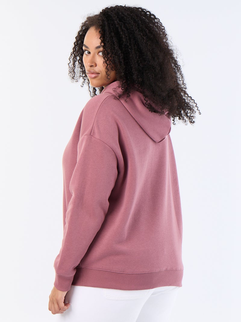 Sweatshirt com capuz liso com bolso canguru Rosa - Kiabi