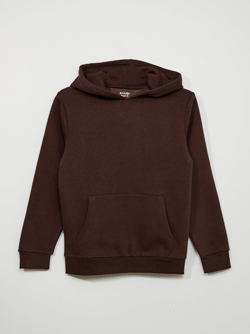 Sweatshirt com capuz liso MARROM - Kiabi