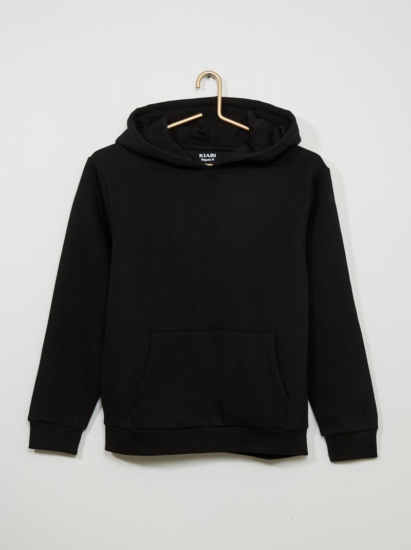 Sweatshirt com capuz liso Preto - Kiabi