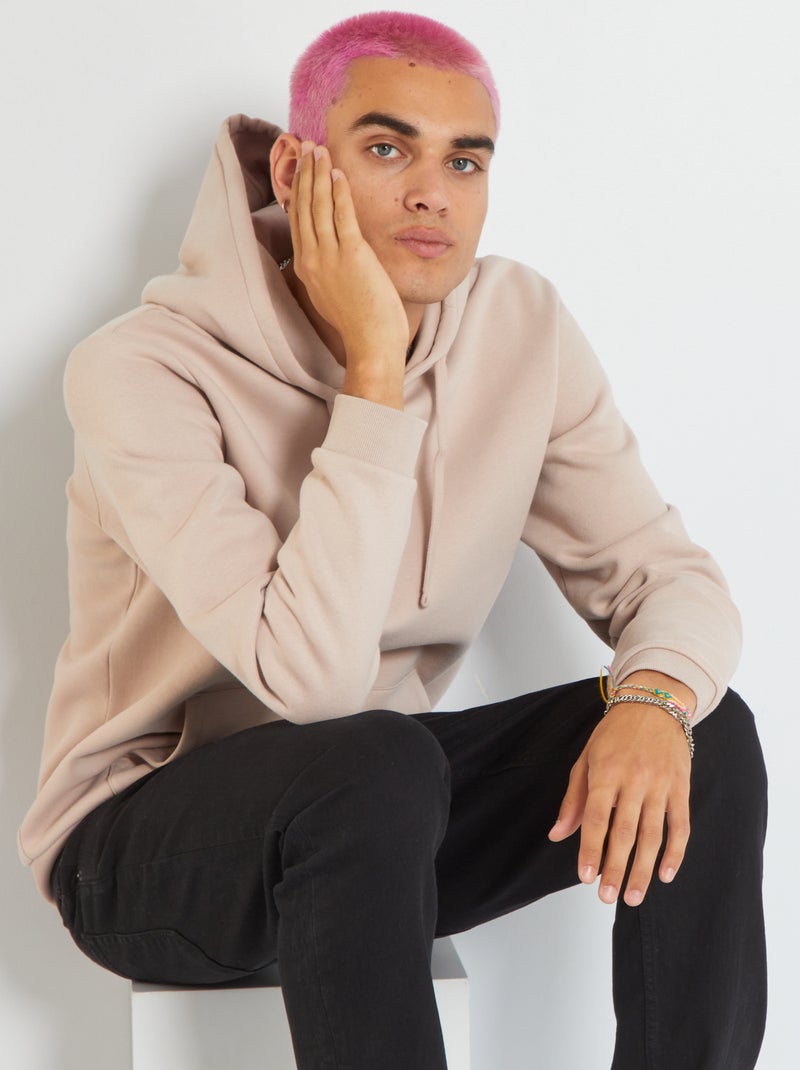 Sweatshirt com capuz liso rosa - Kiabi