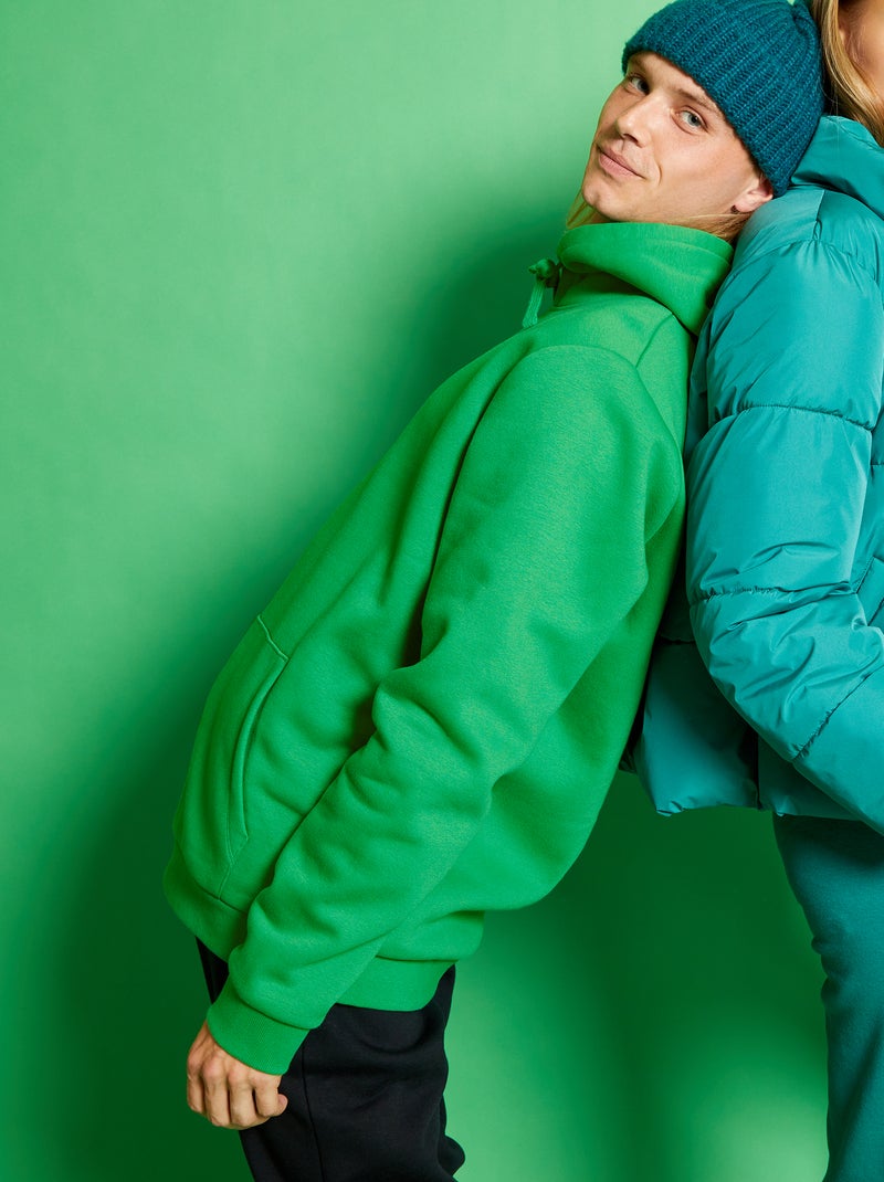 Sweatshirt com capuz liso VERDE - Kiabi