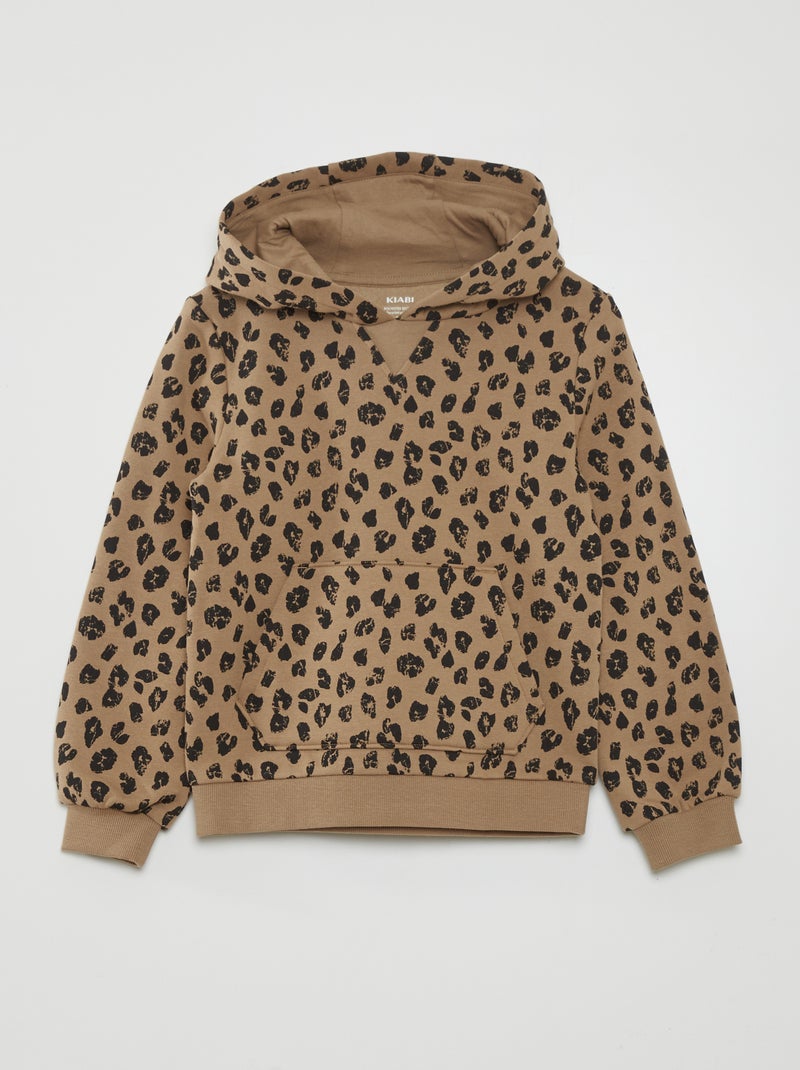 Sweatshirt com capuz motivo leopardo BEGE - Kiabi