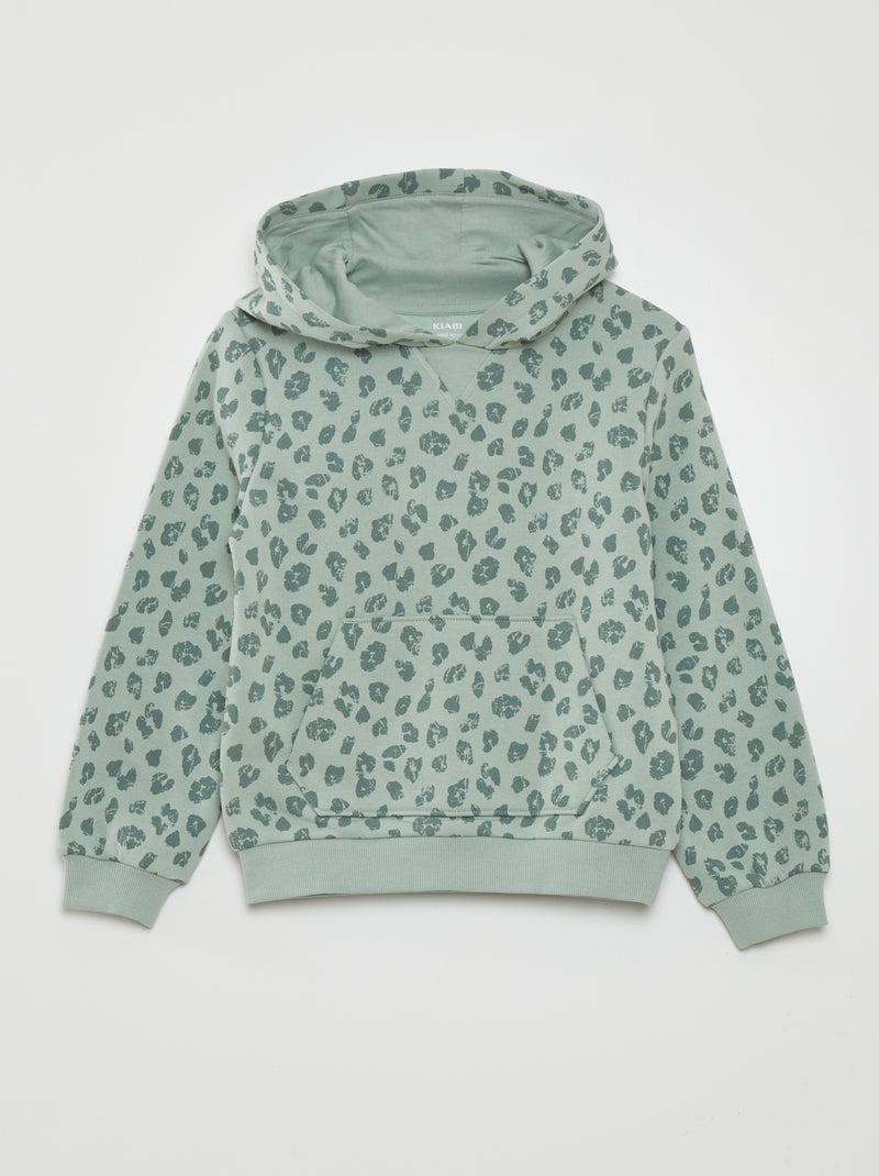 Sweatshirt com capuz motivo leopardo VERDE - Kiabi