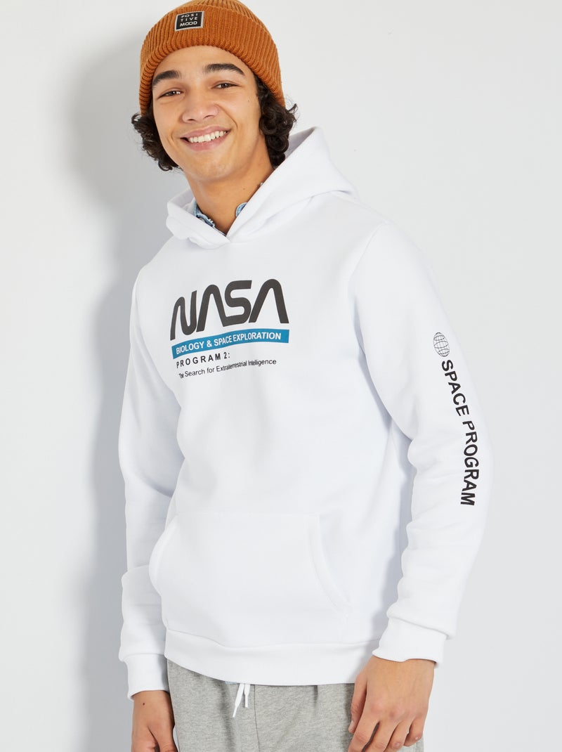 Sweatshirt com capuz 'Nasa' BRANCO - Kiabi