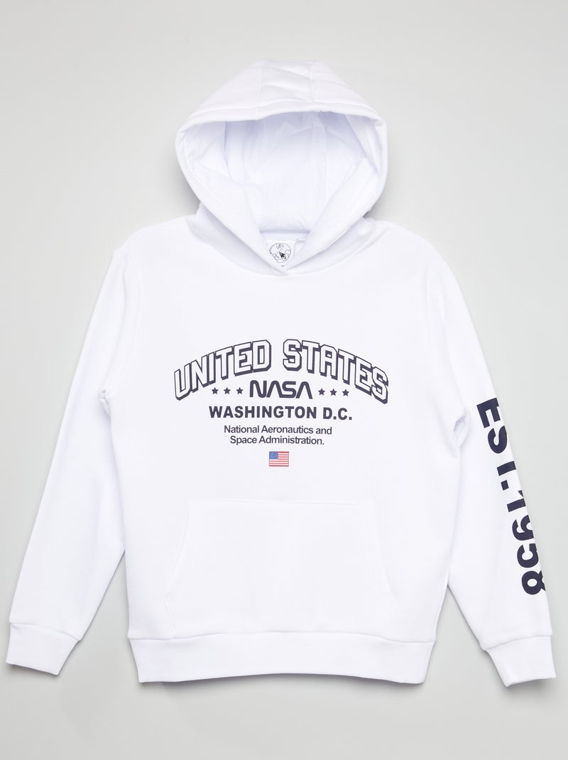 Sweatshirt com capuz 'Nasa' Branco - Kiabi