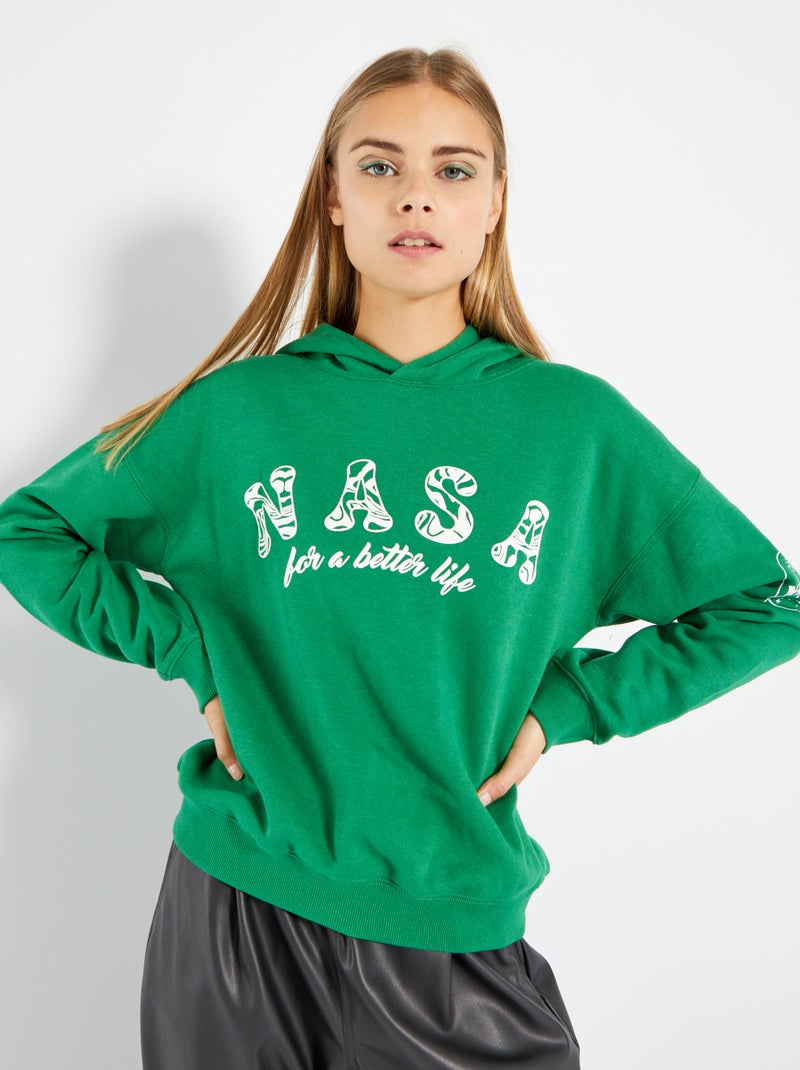 Sweatshirt com capuz 'NASA' VERDE - Kiabi