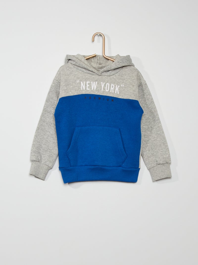 Sweatshirt com capuz 'New York' Cinza/ Azul - Kiabi