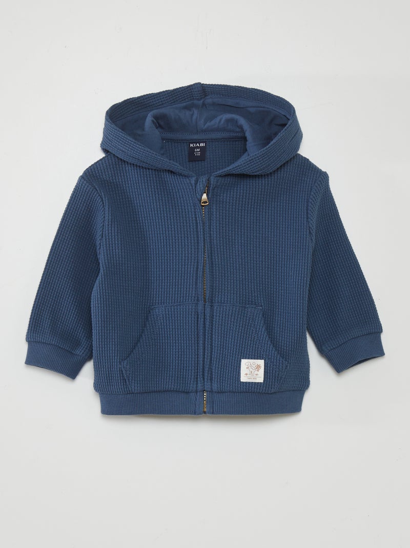 Sweatshirt com capuz ninho de abelha AZUL - Kiabi