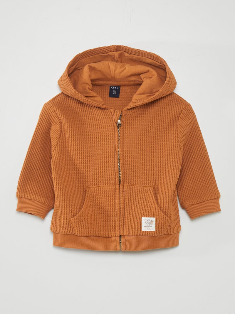 Sweatshirt com capuz ninho de abelha LARANJA - Kiabi