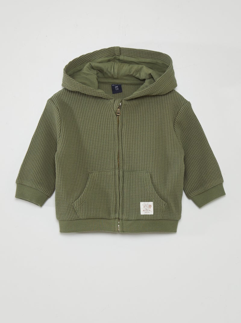 Sweatshirt com capuz ninho de abelha VERDE - Kiabi